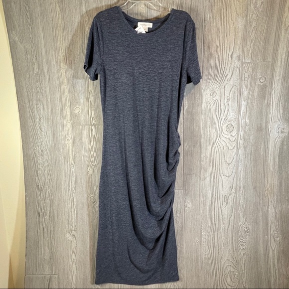 TREASURE & BOND Side Ruched Body-Con Dress Navy Iris Heather Size Small - Picture 3 of 8